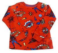 Červené plyšové pyžamové triko s Marvel M&S