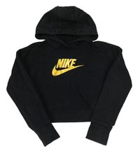 Černá crop mikina s logem a kapucí Nike
