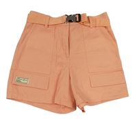 Meruňkové plátěné kraťasy s páskem River Island