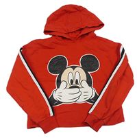 Červená crop mikina s Mickeym a kapucí Primark