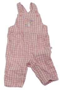 Světlerůžovo-bílé kostičkované laclové kalhoty Jojo Maman Bébé