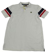 Bílé polo tričko s černým a červeným proužkem na rukávu Lyle&Scott