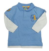 Modro-bílé polo triko s pejskem Topolino