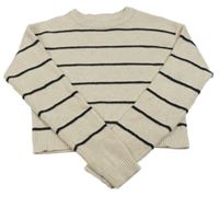 Smetanovo-černý pruhovaný crop svetr Primark