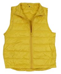 Žlutá šusťáková prošívaná zateplená vesta 
