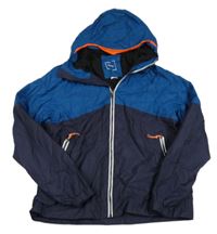 Modro-tmavomodrá šusťáková funkční bunda s kapucí Tribord