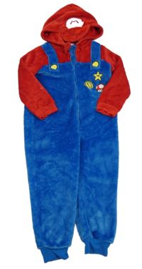 Modro-červená plyšová kombinéza s kapucí - Mario Primark