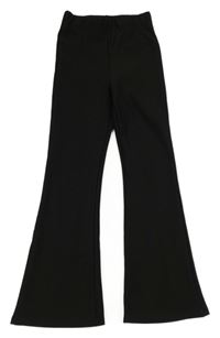 Černé žebrované flare kalhoty Primark