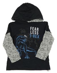 Tmavomodro-šedé triko s dinem a kapucí Kiki&Koko