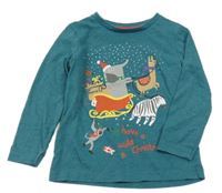 Zelené melírované triko s obrázky Tu