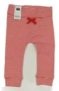 Nové - červeno-bílé pruhované žebrované lehké tepláky St. Bernard
