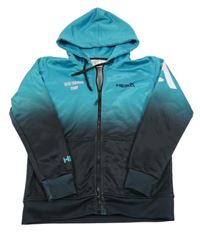 Zeleno-černá sportovní propínací mikina s kapucí 