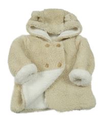 Smetanový chlupatý zateplený kabátek s kapucí Matalan
