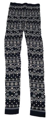 Tmavomodro-růžové vzorované úpletové legíny Pepperts