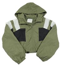 Khaki-černá šusťáková jarní crop bunda s kapucí Primark
