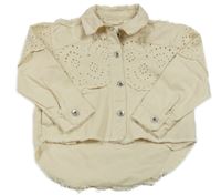 Smetanová riflová bunda s madeirou only