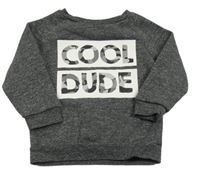 Tmavošedá melírovaná mikina s nápisem Primark