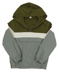 Khaki-šedá šusťáková jarní bunda s kapucí shein