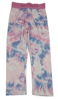 Bílo-růžovo-modré batikované crop sportovní legíny Primark