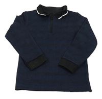 Tmavomodro-černé kostkované úpletové polo triko George