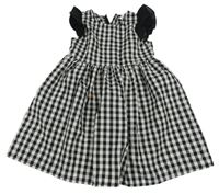 Bílo-černé kostkované šaty s volánky shein