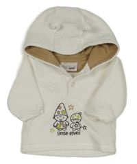 Bílá fleecová mikina s obrázkem a kapucí Ergee