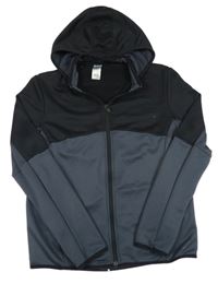 Černo-tmavošedá sportovní funkční propínací mikina Decathlon