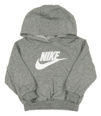 Šedá melírovaná mikina s logem a kapucí Nike