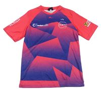 Růžovo-modré vzorované sportovní tričko 
