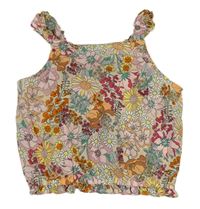 Béžový květovaný crop top zn. H&M