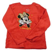 Červená plyšová mikina s Minnie Disney