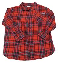 Červeno-růžovo-černo-stříbrná kostkovaná flanelová třpytivá halenka Matalan