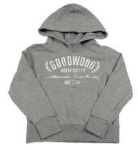 Šedá mikina s nápisy a kapucí 