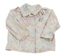 Bílo-barevná pastelová batikovaná riflová bunda s volánky Matalan