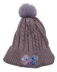 Fialová vzorovaná čepice se Stitichem a Angelou a bambulí 