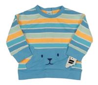 Nové - Modro-bílo-oranžová pruhovaná mikina s čumákem Dunnes 