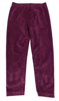 Fialové třpytivé sametové legíny Tu