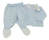 Nové - 2set - Světlemodro-bílé polo triko + světlemodré polodupky 