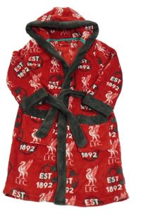 Červeno-šedý plyšový fotbalový župan s kapucí - L.F.C ZN. Dunnes
