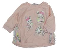 Světlerůžové triko s králíčky 