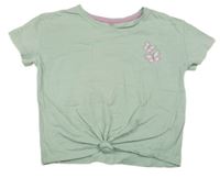 Mintové tričko s motýlky 