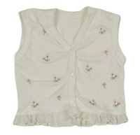 Bílá květovaná bavlněná vesta 