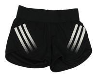 Černo-bílé sportovní kraťasy s pruhy Adidas