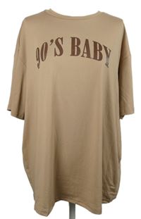 Dámské béžové oversized tričko s nápisem Shein 