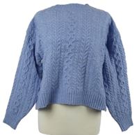 Dámský světlemodrý vzorovaný crop oversized svetr MNG 