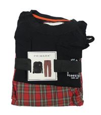 Nové - Pánské černo-kostkované pyžamo s dlouhým rukávem Primark 