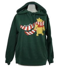 Dámská tmavozelená mikina s medvídkem Pú a kapucí Primark 