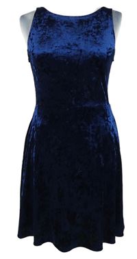 Dámské tmavomodré sametové šaty H&M