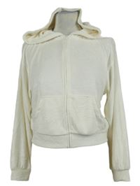 Dámská smetanová crop froté propínací mikina s kapucí H&M