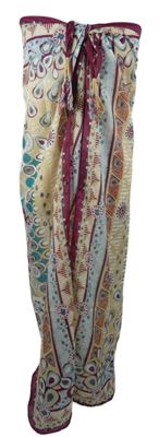 Dámské béžovo-vínovo-modré vzorované pareo 